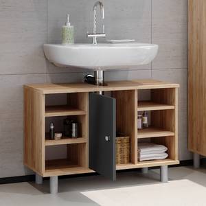 Meuble sous-lavabo Fynn Anthracite - Imitation chêne