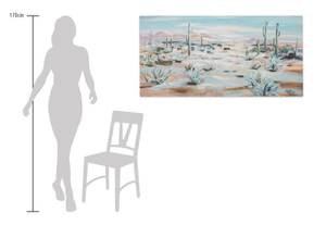 Tableau peint à la main Beauty of Desert Vert - Bois massif - Textile - 120 x 60 x 4 cm