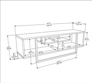 TV Lowboard Asal Schwarz - Marmor Weiß Dekor