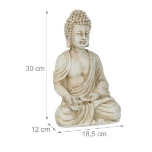 Buddha Figur sitzend 30 cm Weiß - Kunststoff - Stein - 19 x 30 x 12 cm