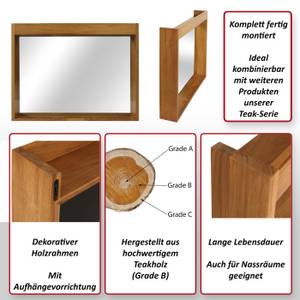 Teak-Wandspiegel M75 Braun - Glas - Holzart/Dekor - Holz teilmassiv - 100 x 77 x 14 cm