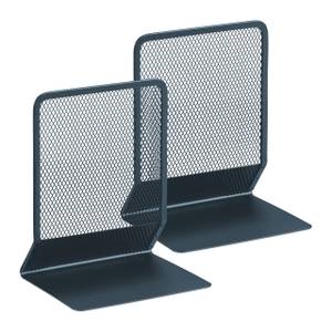 Buchstütze Metall 2er Set Grau - Metall - 14 x 17 x 11 cm