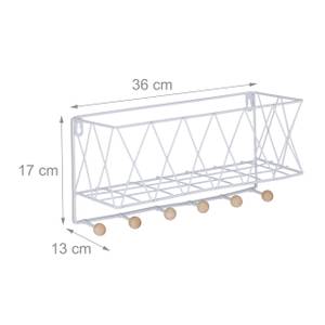 Wandregal mit Hakenleiste Braun - Weiß - Holzwerkstoff - Metall - 36 x 17 x 13 cm