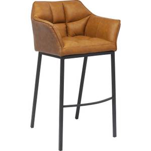 Tabouret de bar Thinktank Quattro marron Imitation cuir / Acier - Cognac / Noir