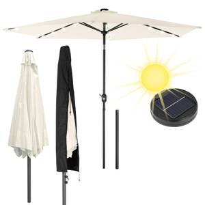 Sonnenschirm mit LED-Solar Creme Ø300cm Weiß - Metall - Textil - 300 x 250 x 300 cm