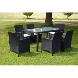 Garten-Essgruppe (7-teilig) 296279-2 Schwarz - Kunststoff - Polyrattan - 90 x 75 x 150 cm