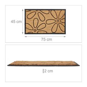 Florale Fußmatte Kokos & Gummi Schwarz - Braun - Naturfaser - Kunststoff - 75 x 2 x 45 cm
