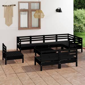 Mobilier de jardin Noir - Bois massif - Bois/Imitation - 64 x 29 x 64 cm