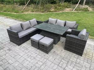 Gartenmöbel Poly Rattan L(6er-Set) Grau - Polyrattan - Stein