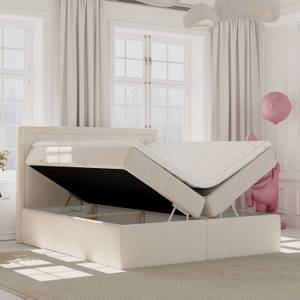 Premium Boxspringbett Jodan Stoff Baloo Steingrau - Breite: 142 cm