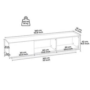 TV-Schrank Lepando weiß/braun Braun - Holzwerkstoff - 180 x 42 x 37 cm