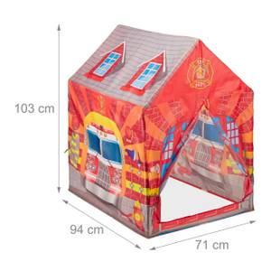 Tente de jeu Caserne de pompiers Rouge - Matière plastique - Textile - 71 x 103 x 94 cm