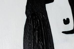 Tableau peint Banksy's Laugh now Noir - Blanc - Bois massif - Textile - 60 x 90 x 4 cm
