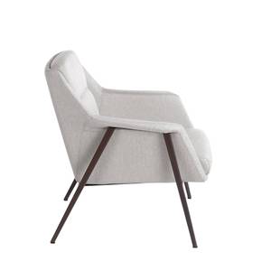 Fauteuil en tissu et pieds en acier brun Blanc - Textile - 78 x 77 x 76 cm