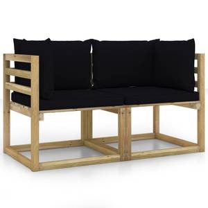 Garten-Ecksofas mit Kissen 2er Set V487 Schwarz