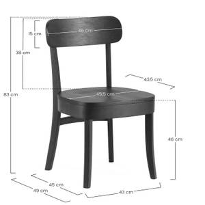 Ensemble table et 4 chaises Nala Noir - Bois massif - 80 x 75 x 80 cm