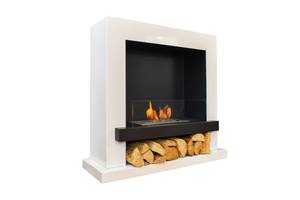 Ethanolkamin Glow Fire Kalmar white Weiß - Glas - Metall - 100 x 90 x 31 cm