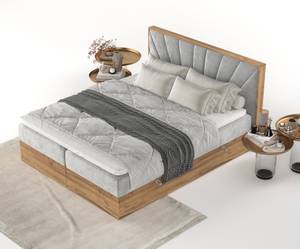 Boxspringbett Asahi Grau - Breite: 140 cm - H4