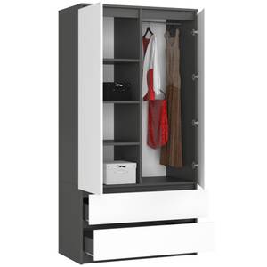 Kleiderschrank S90 2T 2S CLP Grau - Weiß