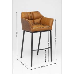 Tabouret de bar Thinktank Quattro marron Imitation cuir / Acier - Cognac / Noir