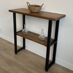 Table console Lejre à 2 niveaux Marron - Bois massif - 79 x 82 x 29 cm