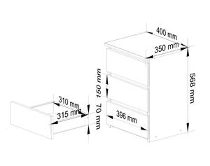 Nachttisch CL3 40 Graphit - Grau - Weiß