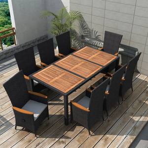 Gartenmöbel-Set Schwarz - Polyrattan - Holzart/Dekor - 90 x 75 x 190 cm