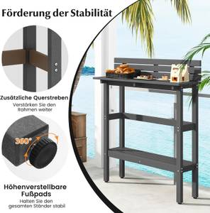 Bartisch ZB33649SD Grau - Kunststoff - 39 x 136 x 122 cm