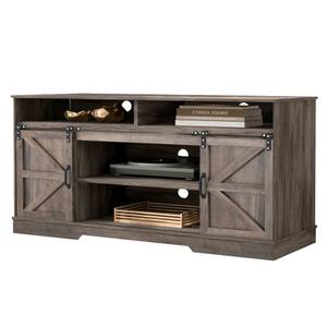 Sideboard NaturⅢ Grau - Holzwerkstoff - Metall - Massivholz - 40 x 82 x 150 cm