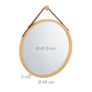 Miroir à accrocher rond cadre bambou Marron - Bambou - Verre - Matière plastique - 45 x 45 x 2 cm