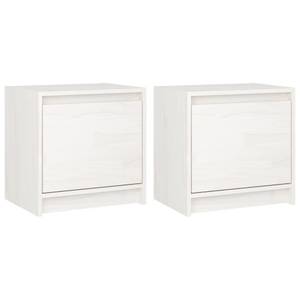 Nachttische 2er Set DE638 Weiß - Massivholz - 40 x 40 x 31 cm