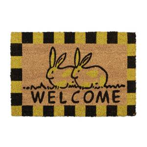 Paillasson coco Welcome avec lapins Noir - Marron - Jaune - Fibres naturelles - Matière plastique - 60 x 2 x 40 cm