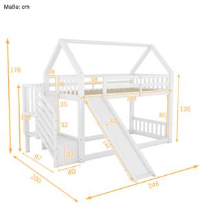 Etagenbett Finn Weiß - 200 x 176 x 246 cm