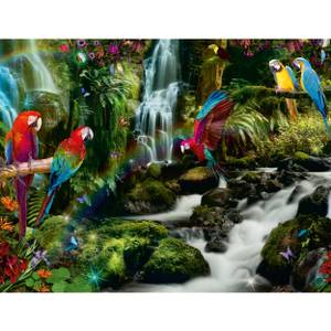 Puzzle Bunte Papageien im Dschungel Papier - 31 x 6 x 44 cm