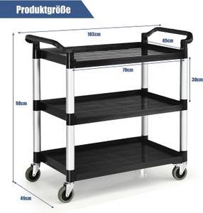 Servierwagen 3-stufig Schwarz - Metall - 49 x 98 x 103 cm