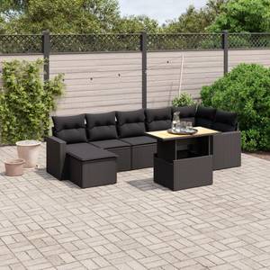 Gartensitzgruppe K4816(8-tlg) Schwarz - Massivholz - 69 x 62 x 62 cm