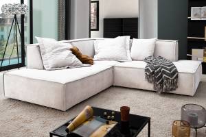 Ecksofa SAMU Stoff KAWOLA Sofa SAMU Ecksofa Stoff beige Recamiere links - Beige - Ecke davorstehend links