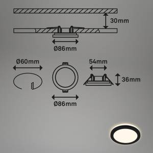 LED Einbauleuchten, 3er-Set, schwarz Schwarz