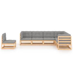 Garten-Lounge-Set (7-teilig) 3009825-2 Grau - Holz