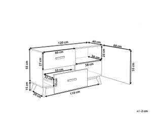 Buffet FILI Marron - Blanc - Bois manufacturé - 120 x 70 x 40 cm