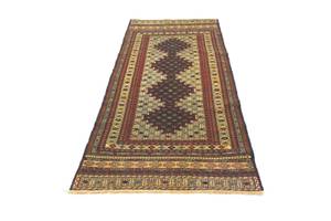 Kelim Afghan - 202x84cm Blau - Naturfaser - 84 x 1 x 202 cm