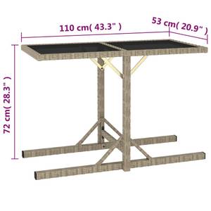 Table d'extérieur Beige - Métal - Polyrotin - 110 x 72 x 110 cm