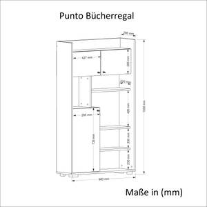 Bücherregal Punto Weiß Walnuss Braun - Holzwerkstoff - 90 x 156 x 30 cm