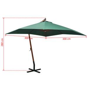 Parasol suspendu 3005780 Vert - Métal - Bois massif - 300 x 280 x 300 cm