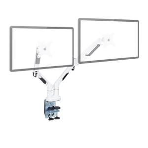 Dual Monitor Halterung weiß Schwarz - Weiß - Metall - Kunststoff - 24 x 55 x 61 cm