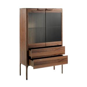 Vitrine en bois de noyer Marron - Bois/Imitation - En partie en bois massif - 99 x 161 x 40 cm