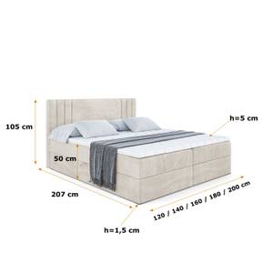 Boxspringbett IDRIKO Beige - Breite: 140 cm - H4