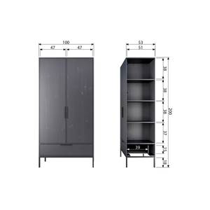 Armoire 2 portes 1 tiroir en bois gris Gris - Argenté / Gris