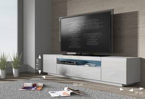 Fernsehtisch TV200BB LED 200x37x42 Weiß - Holzwerkstoff - Kunststoff - 200 x 42 x 37 cm