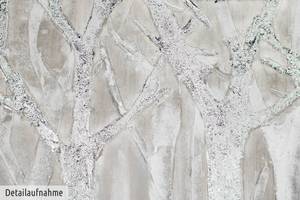 Tableau peint à la main Whispering Trees Gris - Bois massif - Textile - 140 x 70 x 4 cm